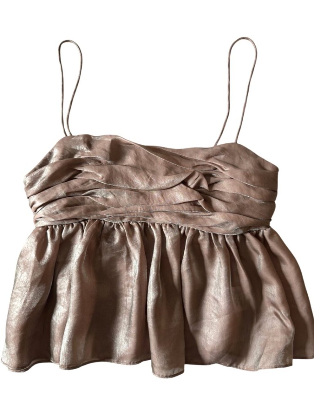Reformation Cosima Camisole Top Champagne Iridescent Metallic 0 - Picture 4 of 9